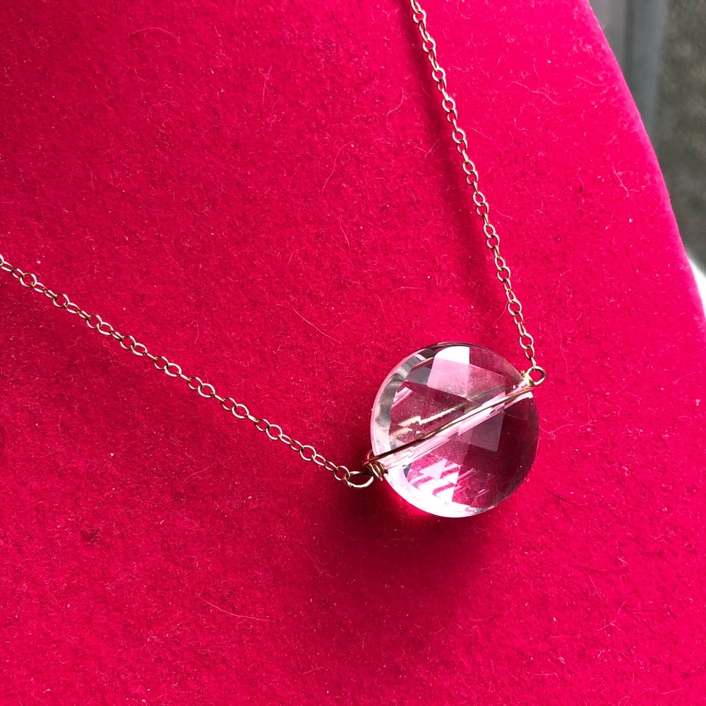 Clear quartz necklace with gold vermeil chain